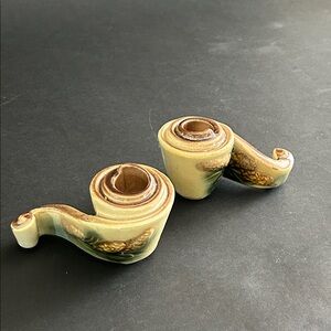 Artisan Ceramic Candle Holders - Brown and Cream